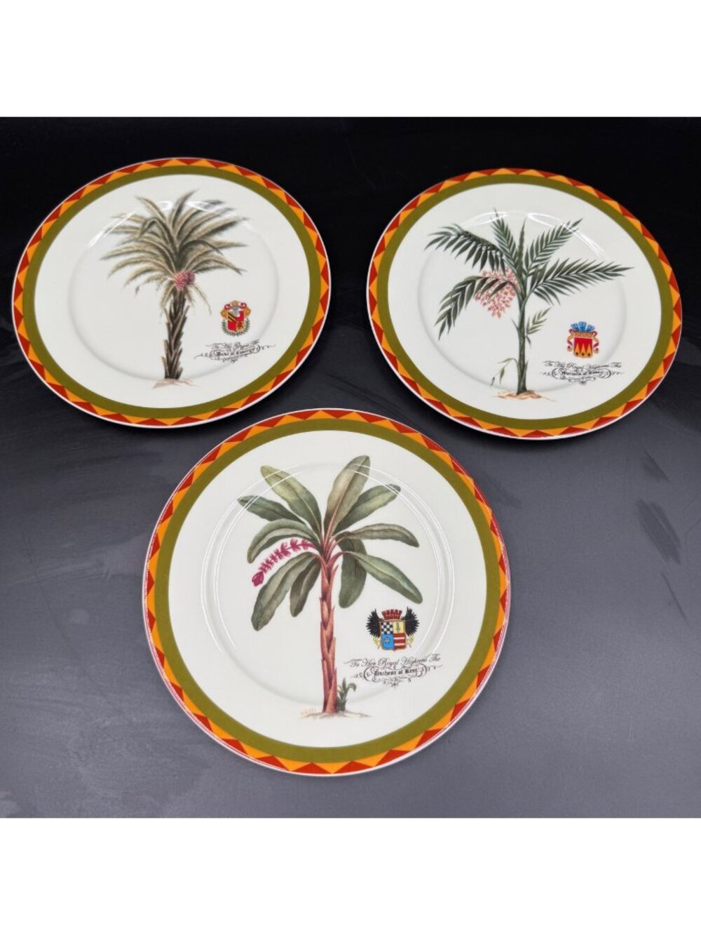 Godinger Limoges-Style Botanical Decorative Plates Set Of 3 Hand-Painted Palm